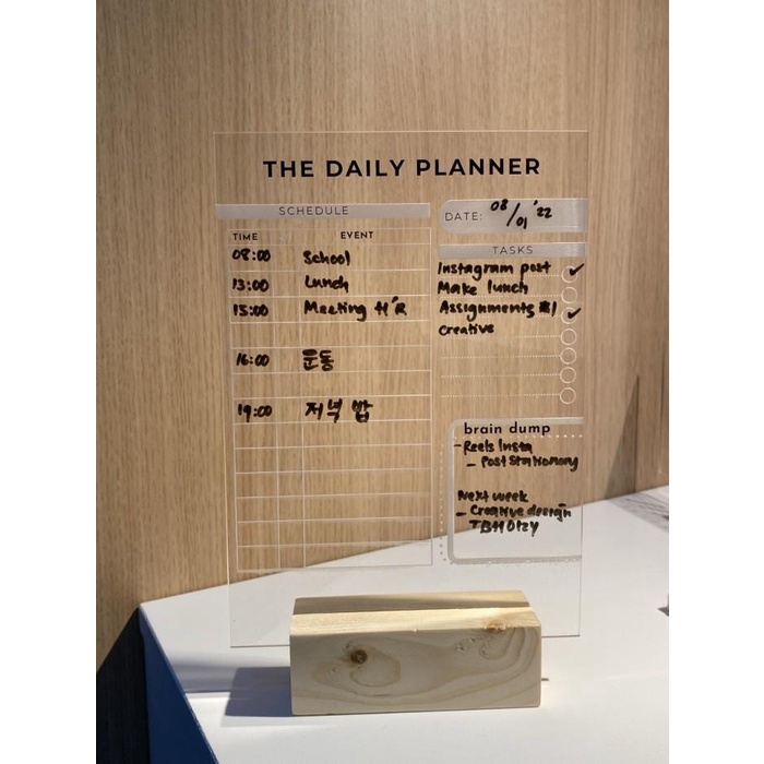 

The Daily Planner Acrylic Akrilik FREE Marker dan Kayu Penyangga