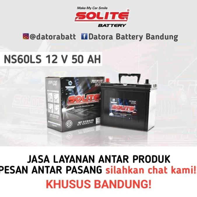 Aki kering SOLITE CRV HRV Civic/ Yaris Innova bensin NS60LS 12V 50 AH