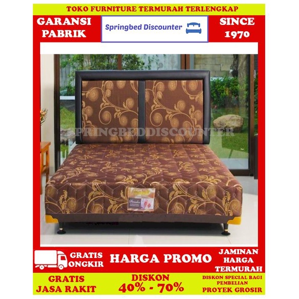 Springbed Spring Bed Uniland Beautybed HB Chrysant Coklat 160x200 Set