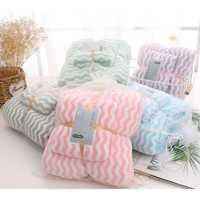 CarterLove Handuk Microfiber  2in1 70x140 cm BESAR | Gift Set Handuk Lembut Jumbo Big Size 140x70 Ba