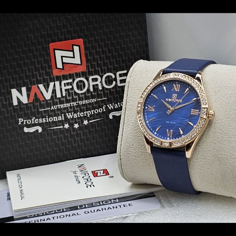 Jam Tangan Wanita Original Naviforce 5038 Tali Kulit