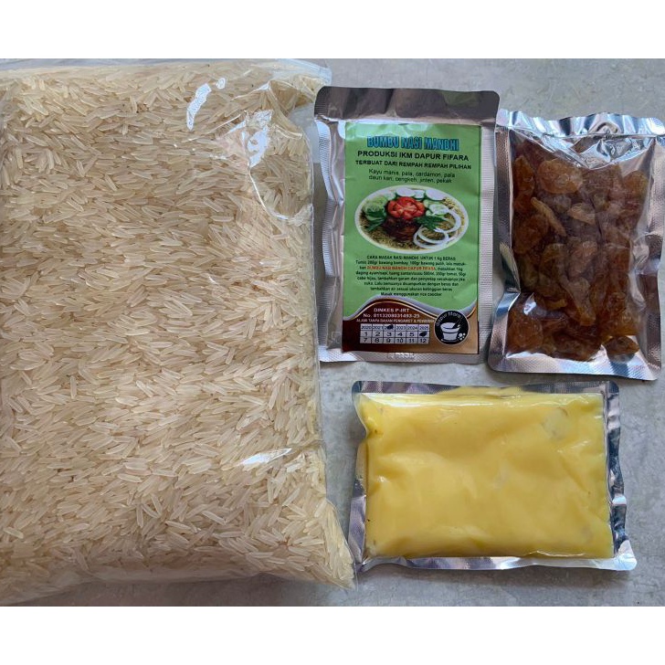 

8.8 MURAH ' PAKET BERAS BASMATI, BUMBU, MINYAK SAMIN & KISMIS, bisa buat 12-14 porsi