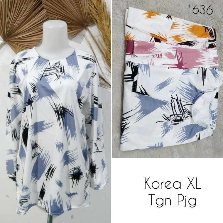 [KODE BW8AI] Baju Kaos Jersey Jumbo Warna Motif Abstrak Bunga Lengan Panjang Wanita