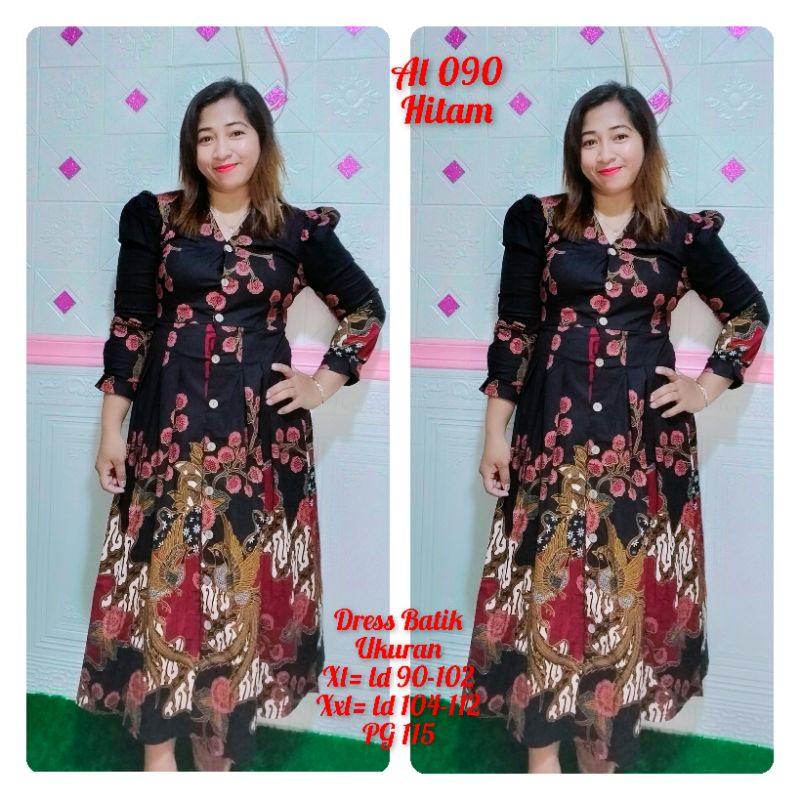 Dress batik wanita long/Dress hitam/dress manopo/Dress
