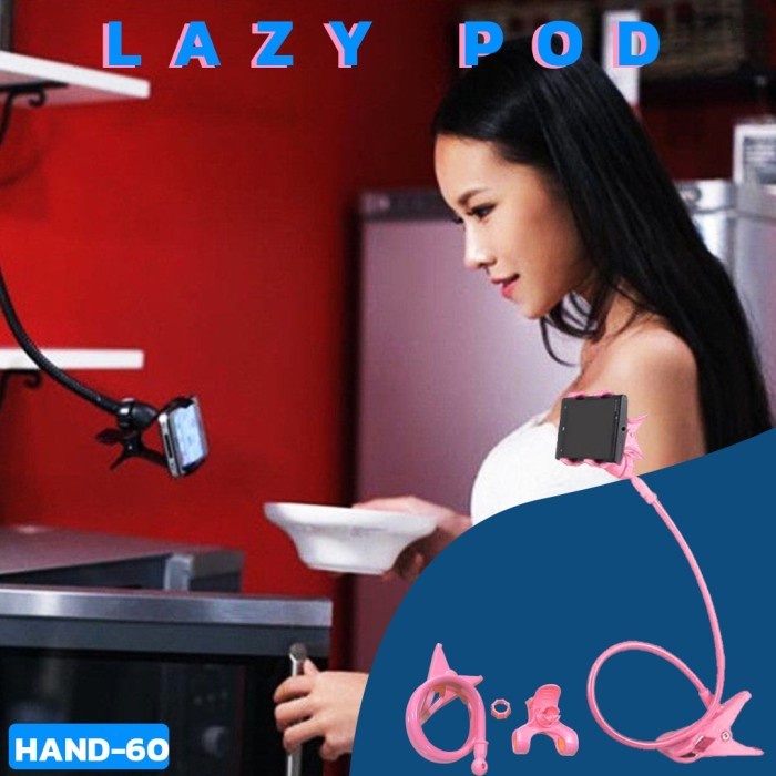 lazypod jepit monopod stand holder besi handphone peralatan konten kreator