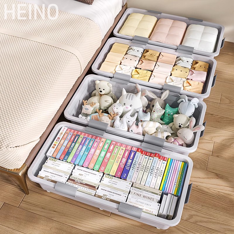 HEINO Kotak Penyimpanan Serbaguna Di Bawah Tempat Tidur Container Box Folding Box Bukaan Samping Box Container Plastik Box Baju Kotak Penyimpanan Folding Storage Box Organizer