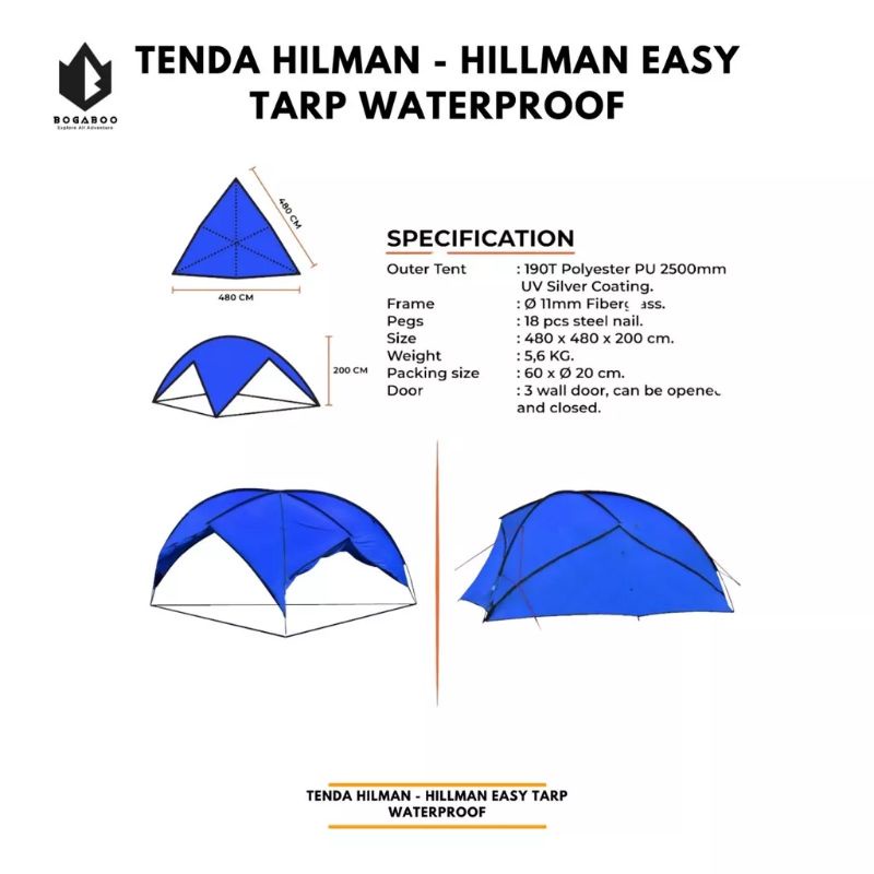 tenda hillman easy tarp tent trap camping keluarga tenda kanopi Waterproof family tent