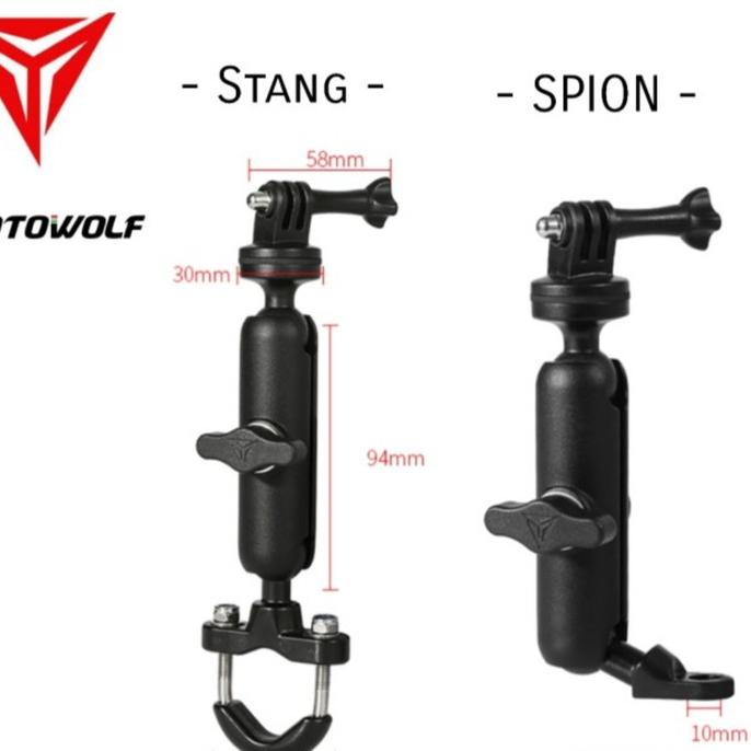 Bracket Breket Motor Go Pro / Holder Kamera Motowolf Spion Stang
