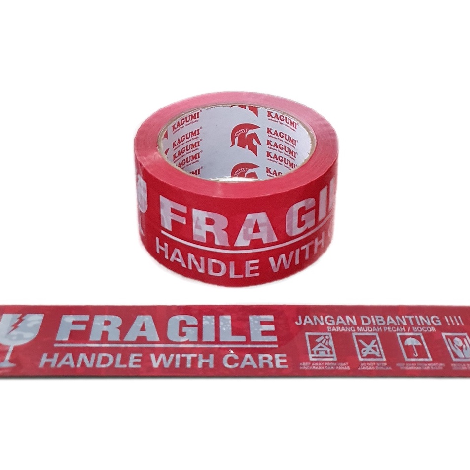 

(XC26619) LAKBAN FRAGILE MERAH KAGUMI JANGAN DI BANTING 48MM X 100 YARD