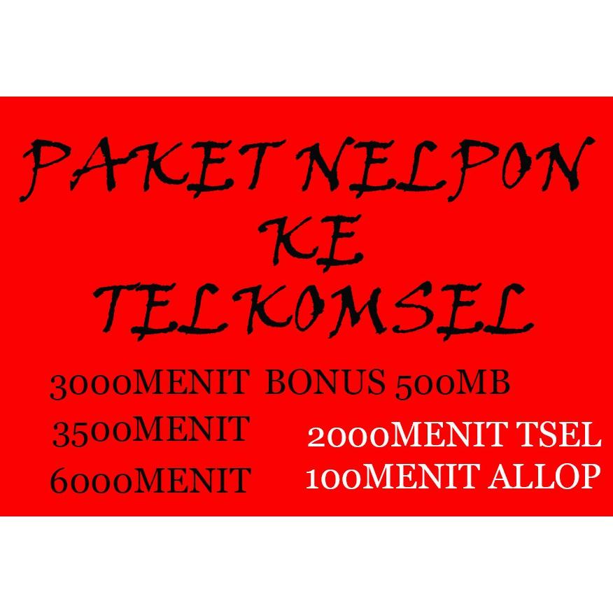 PAKET NELPON 1000MENIT KE TELKOMSEL DAN 100MENIT  ALL OPERATOR P9