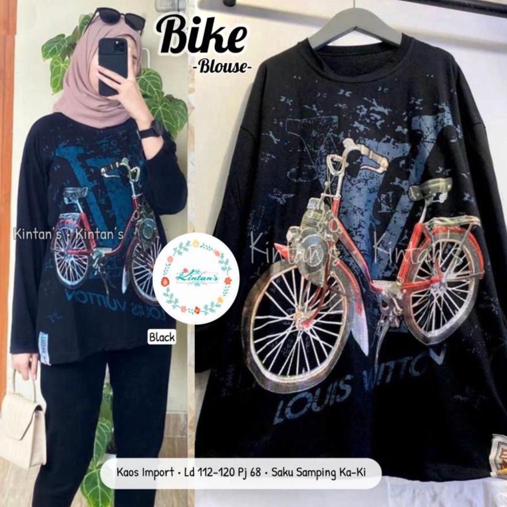 TREND B34 VESPA BIKE HITAM | Sweater Oversize Vespa Blouse Top Lengan Panjang Import Motif Vespa | B