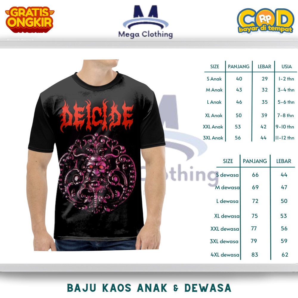 Kaos Band Deicide Death Metal Unofficial Anak & Dewasa - Baju Couple Anak & Dewasa Band Deicide Deat