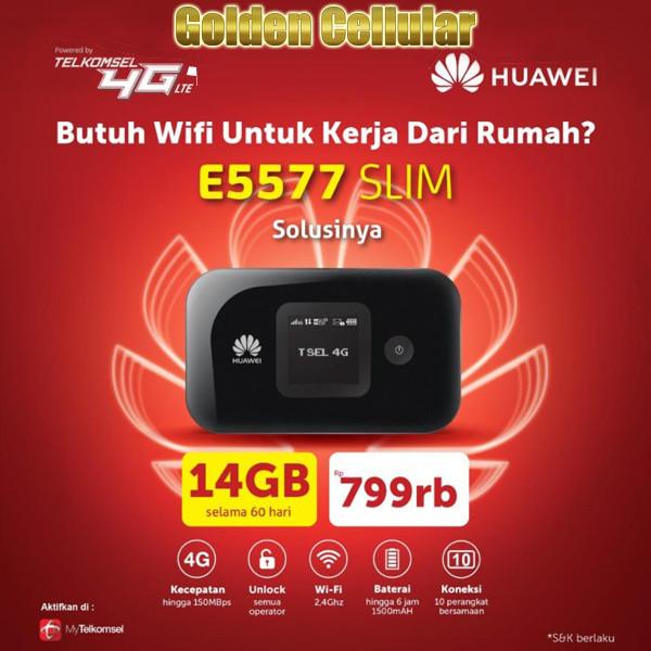 Huawei E5577 Slim Mifi Router Modem Wifi 4G Free Telkomsel 14Gb