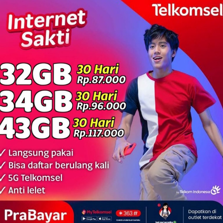 Stok terbatas KARTU SAKTI TELKOMSEL KARTU PERDANA TELKOMSEL SAKTI COMBO 43/35/32GB PERDANA AS LOOP S