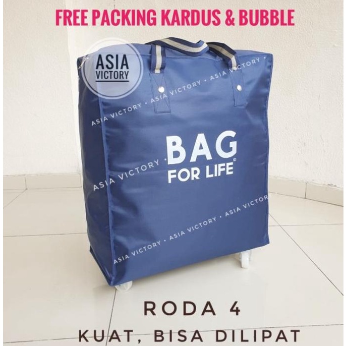 Tas Travel (Besar) Barang Belanja Roda 4 Lipat Shopping Tote Bag Fold