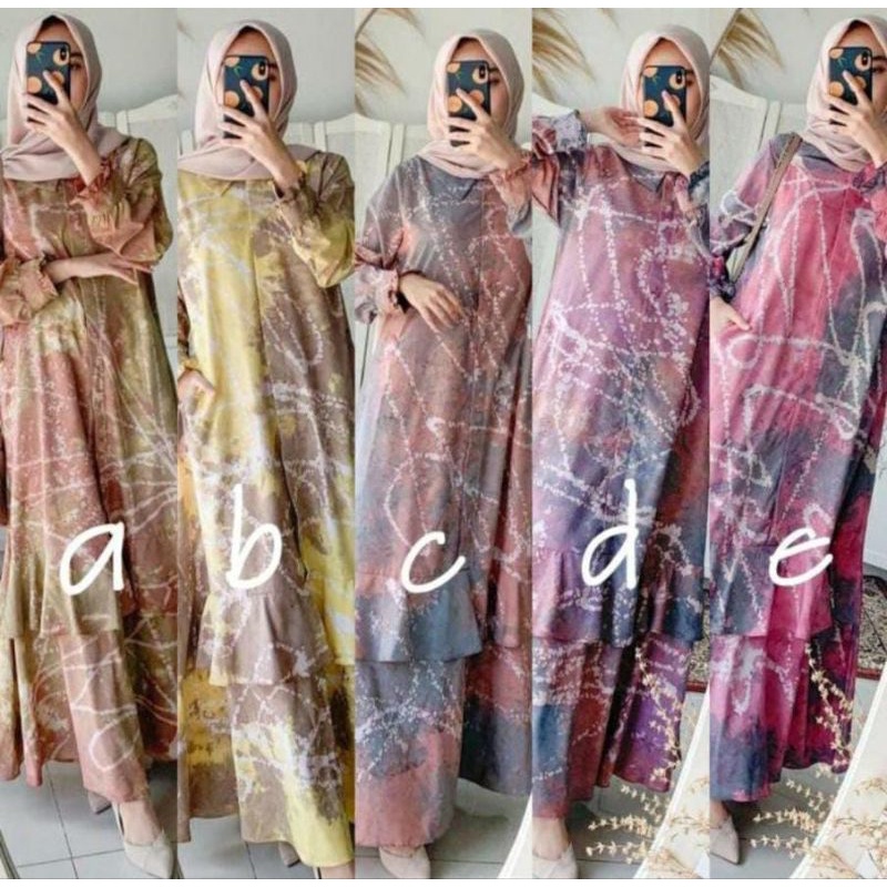 Gamis Jumputan Widya Katun Micro TieDye Model Rumbai / Gamis Tie Dye Terbaru / Gamis Jumputan / Gami