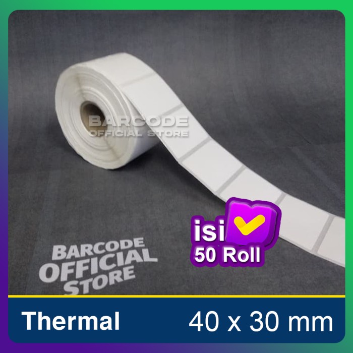 

Aurealiamall 1 Dus Label Thermal 40 X 30 Mm 1 Line (Stiker Barcode 40X30 Mm)