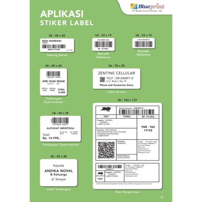 

Aurealiamall Direct Thermal Sticker Blueprint 78 X 120Mm Coreless Isi 10 Roll