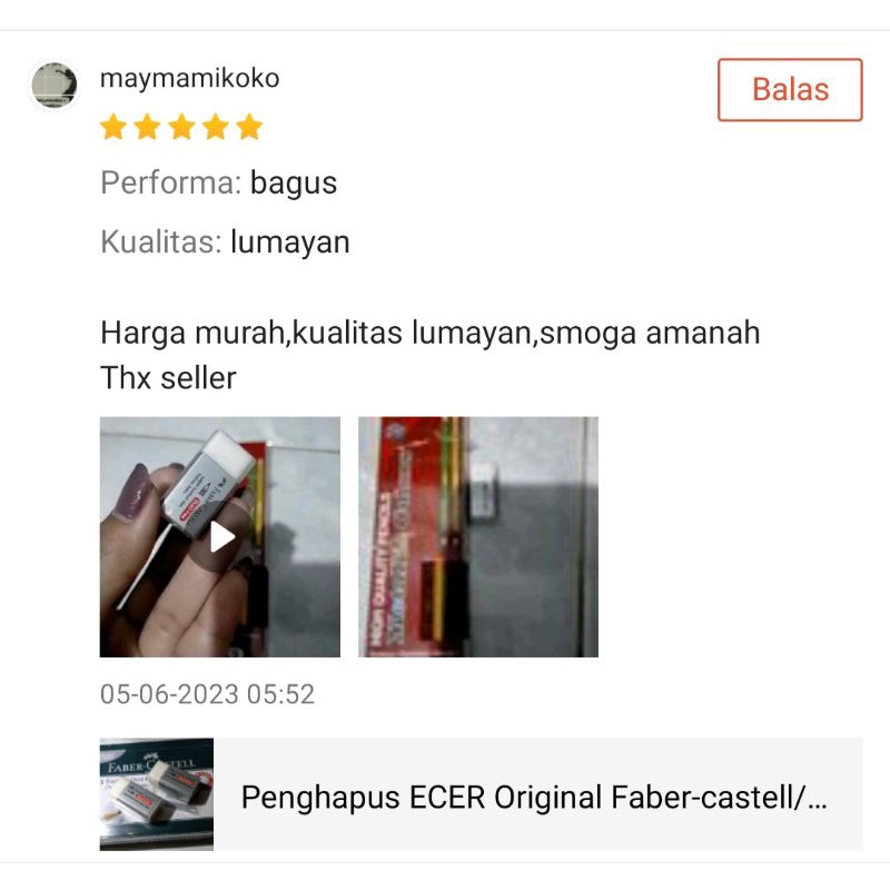 Penghapus ECER Original Faber-castell/stip/penghapus pensil