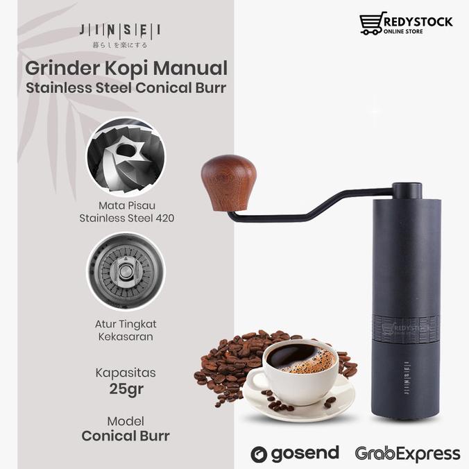 HAND COFFEE GRINDER KOPI MANUAL METAL BODY STAINLESS STEEL BURR JS-G2