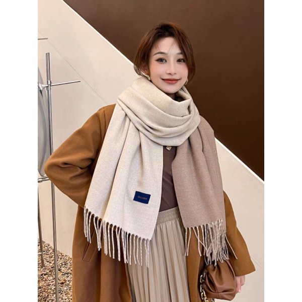 NEW Syal Cashmere Korea Warna Polos 2 sisi/double-sided two-color tassel