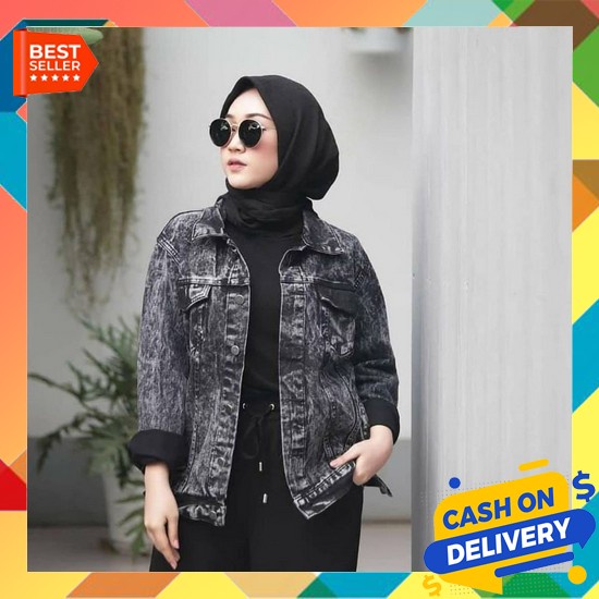 Jaket Jeans Oversize Jaket Denim Jumbo Lengan Panjang Jaket Levis Kasual Polos Terbaru 2023 Jaket Je