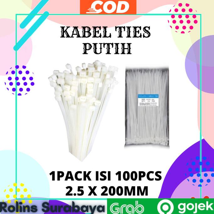 

>*>*>*>*] Kabel Tis 2.5 mm 2,5 mm 20 cm Cable Ties Nilon Nylon putih 100 pcs