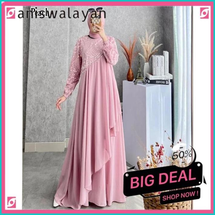 TERBARU MUTIARA DRESS GAMIS MAXY BRUKAT  LILY MAXI MUSLIM WANITA PESTA KONDANGAN WEDDING MODERN  