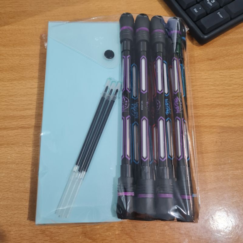 

Pulpen Spinning 12Pcs Promo Gratis 3Pcs isi pen dan Pensil Case Kenko Pastel