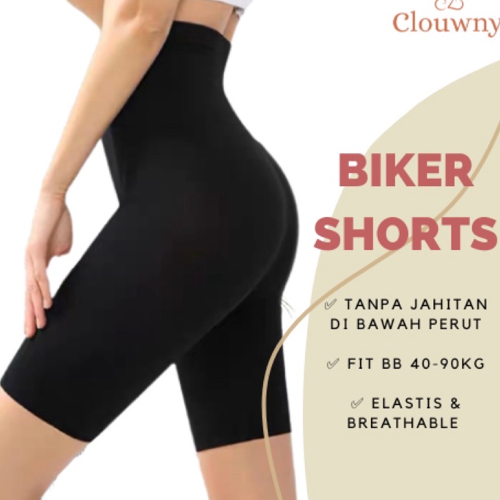 CLOUWNY -Legging Sepeda Wanita Biker Short Legging Highwaist Legging Hamil Legging 3/4 Lagging