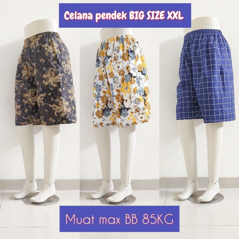 CELANA PENDEK BIG SIZE XXL muat sampai BB max 85kg | celana santai extra jumbo wanita pria cewek cowok murah besar