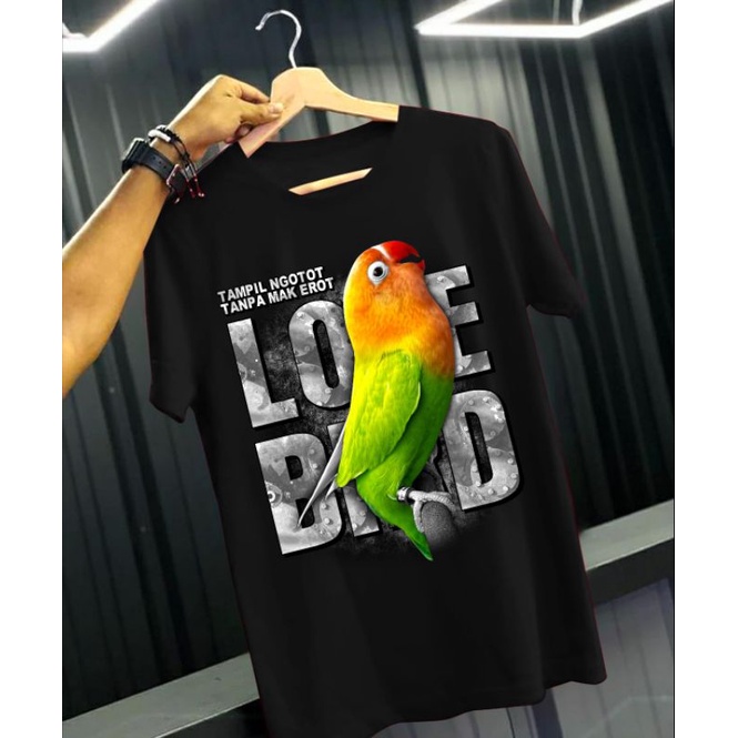 kaos cowok distro keren gambar burung lovebird mania indonesia mak erot keren t-shirt atasan kaos pr