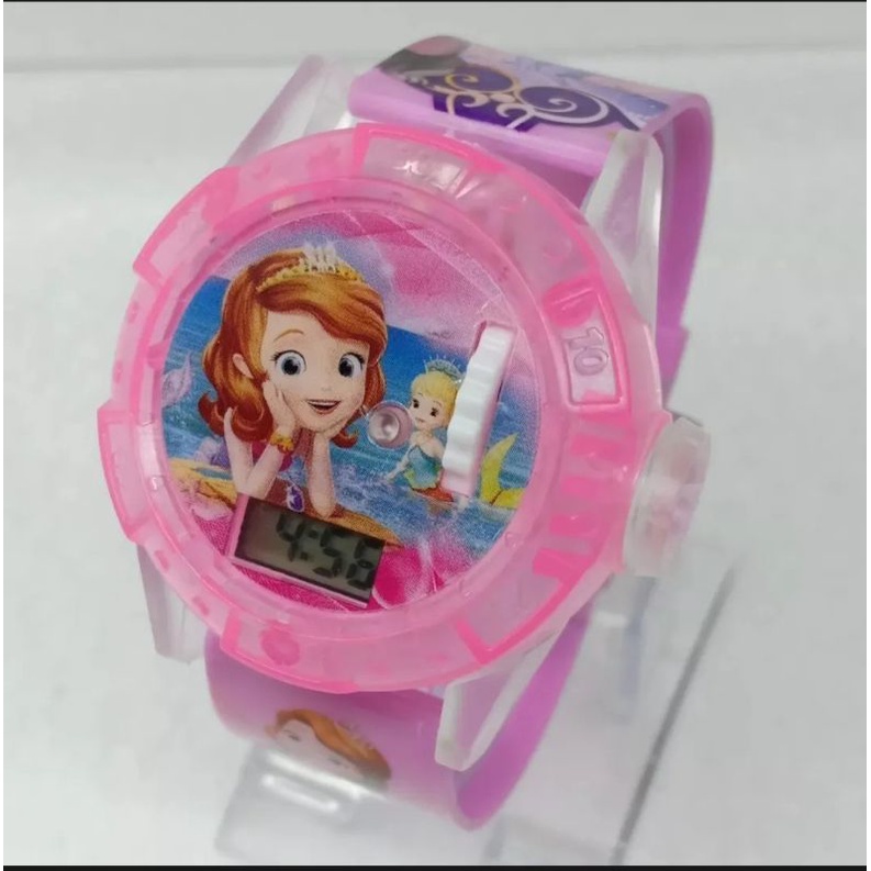 Jam Tangan Anak Perempuan Murah Digital Lampu Musik Laser Karakter Sofia