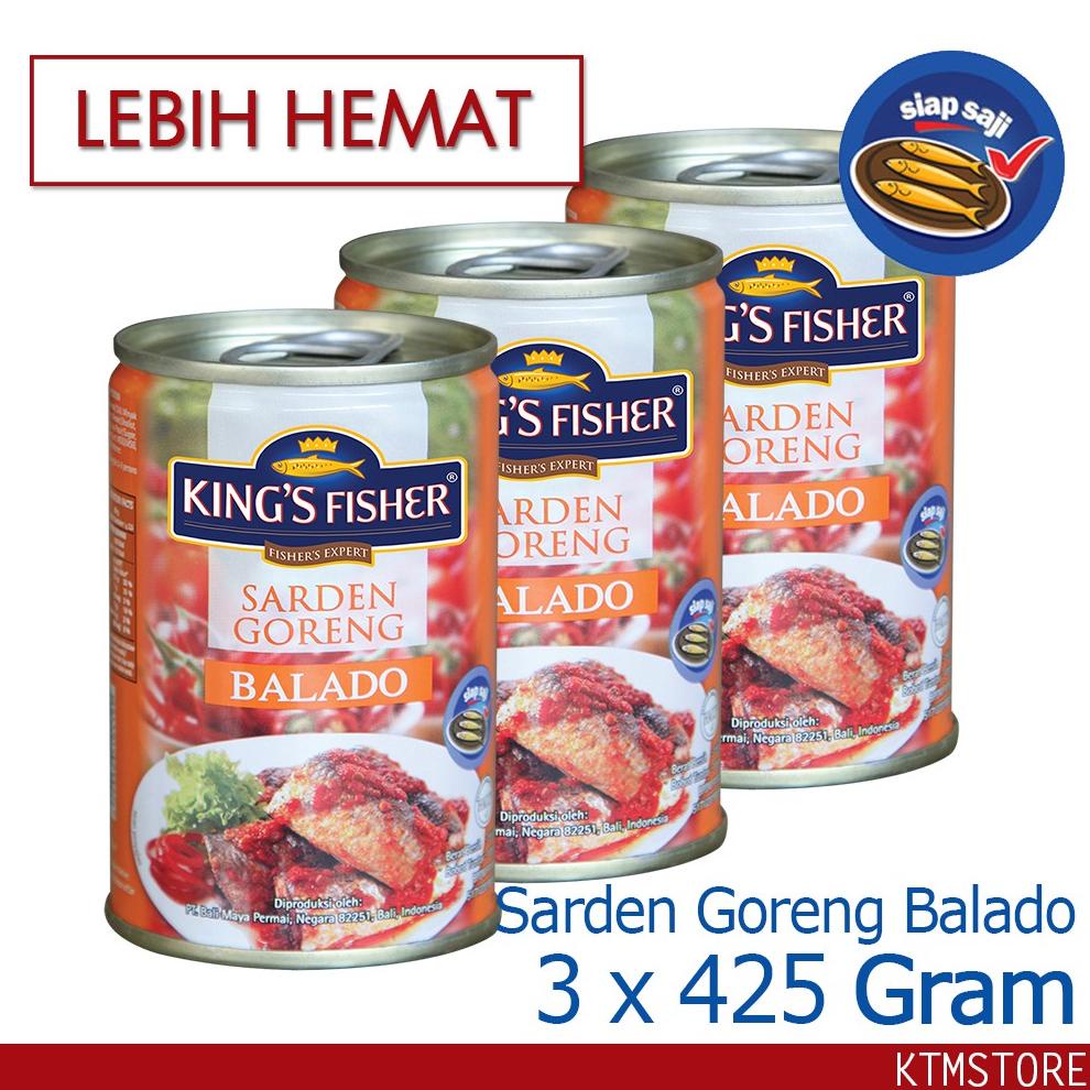 

PAKET 3 pcs King's Fisher Sarden Goreng Rasa Balado Makanan Kaleng 425 g Best Seller