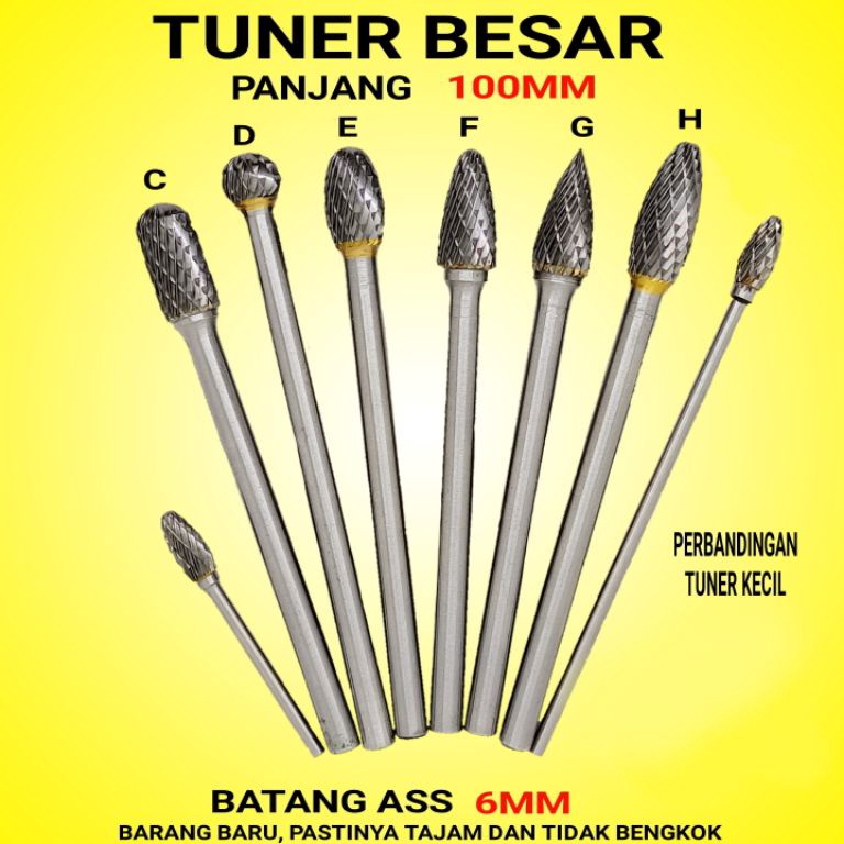 TERBAIK MATA BOR ALAT TUNER CUNER TUNNER PORTING BESAR BATANG 6MM PANJANG 10CM