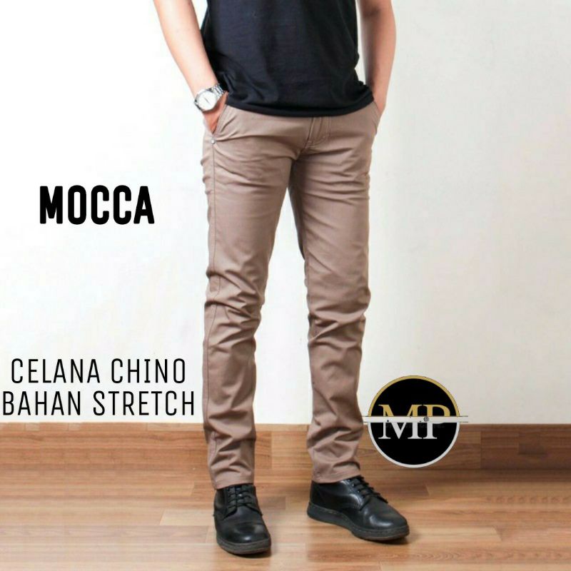 CELANA CHINO panjang Pria Slimfit KERJAHARIAN Santai Casual Formal Hitam Mocca Abu Cream Size 27-38