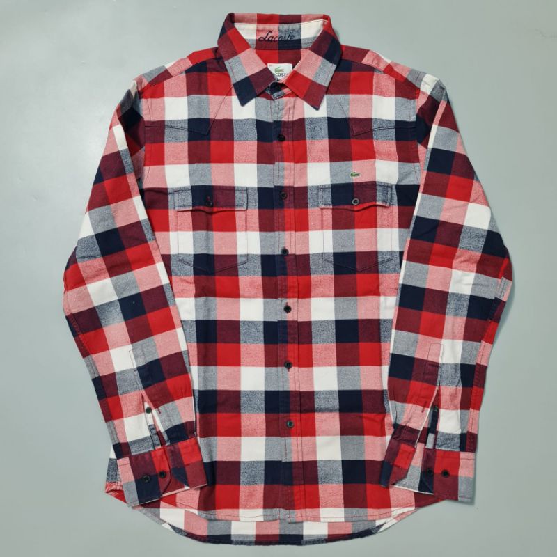 Kemeja Pria Merk LACOSTE Bahan Flanel Tebel // BOWO2ND SECOND BRANDED