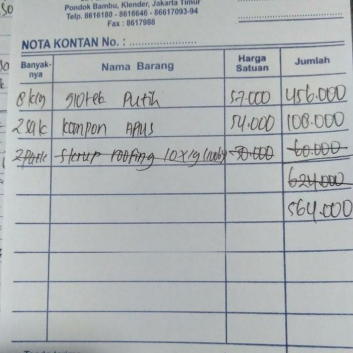 

Nota Bpk. Indra