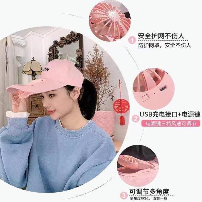 Topi Anti Gerah/Travel/Jogging dengan Kipas Angin Mini