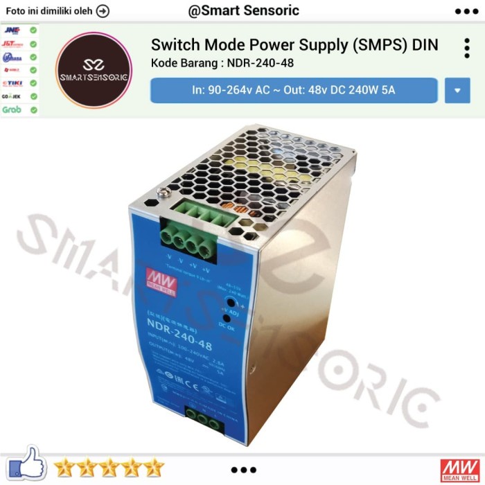 Meanwell NDR-240-48 Switch Mode Power Supply 48v 5A SMPS DIN