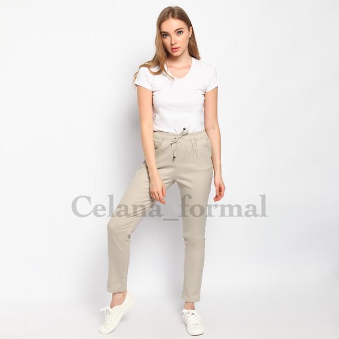 CELANA CHINO WANITA PINGGANG KARET SLIM FIT KATUN TWILL/CHINO WANITA