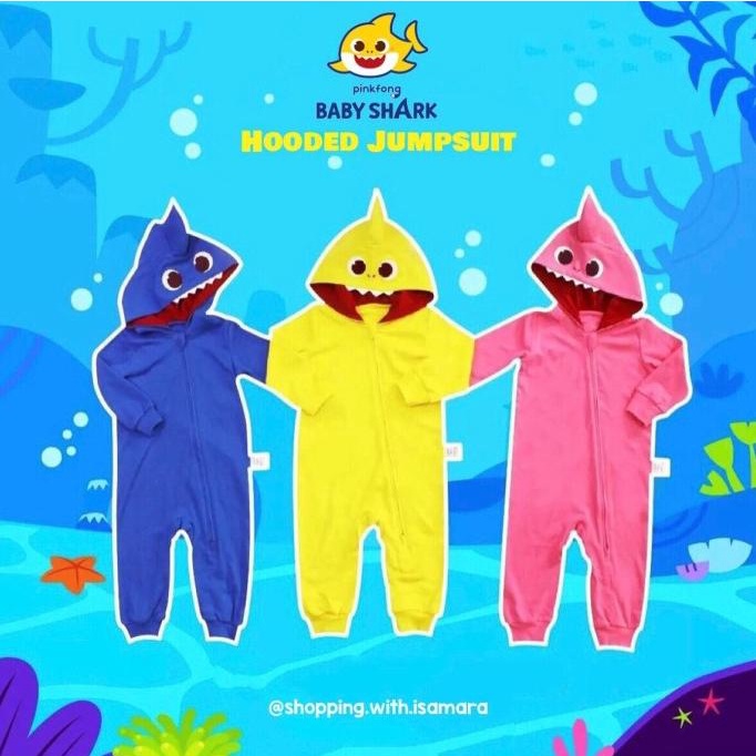 Pinkfong Baby Shark Hooded Jumpsuit / Jumpsuit Hoodie / Romper / Baju