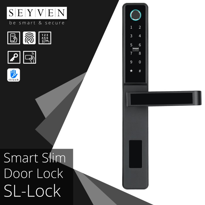 Terlaris Seyven Smart Slim Door Lock Aluminium Door Lock Smart Door Digital