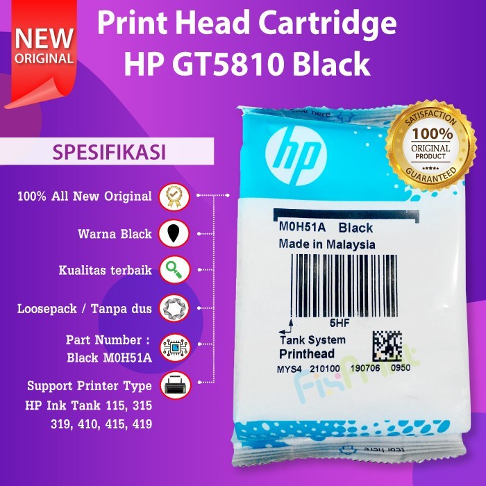 Ink Print Head Hp Gt51 Dan Gt52 Head Hp 5810 Hp5820 315 319 415 419 115