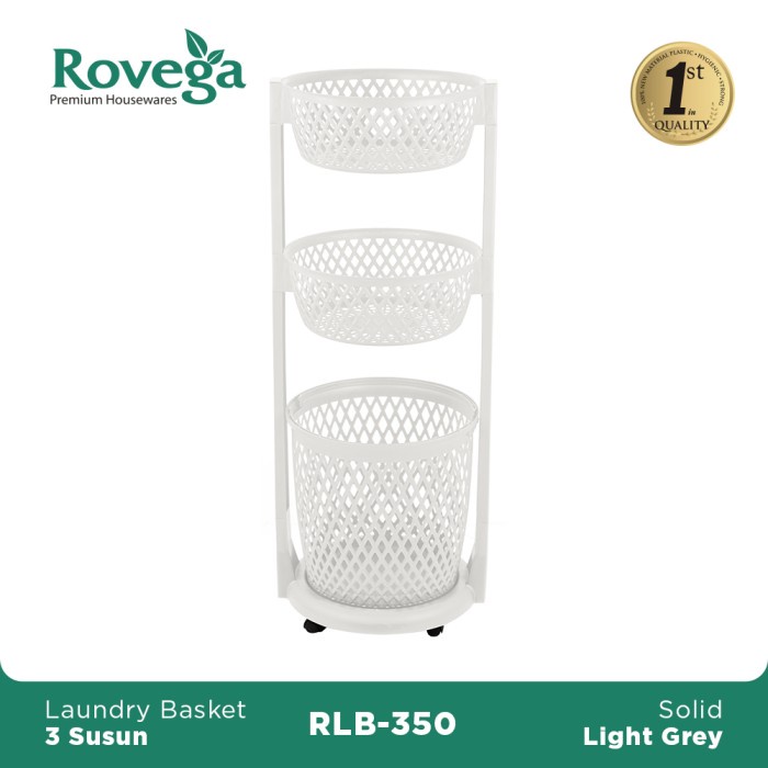 Lauba Rovega Keranjang Pakaian Laundry Basket 3 Level Light Grey Rlb-350