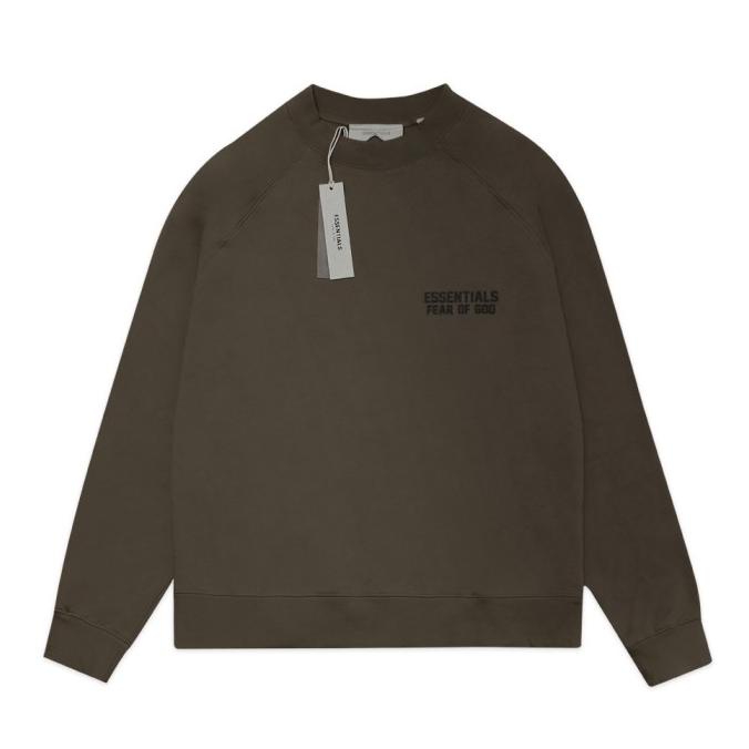 FOG Essentials Solid Velvet Text Sweatshirt Dark Olive