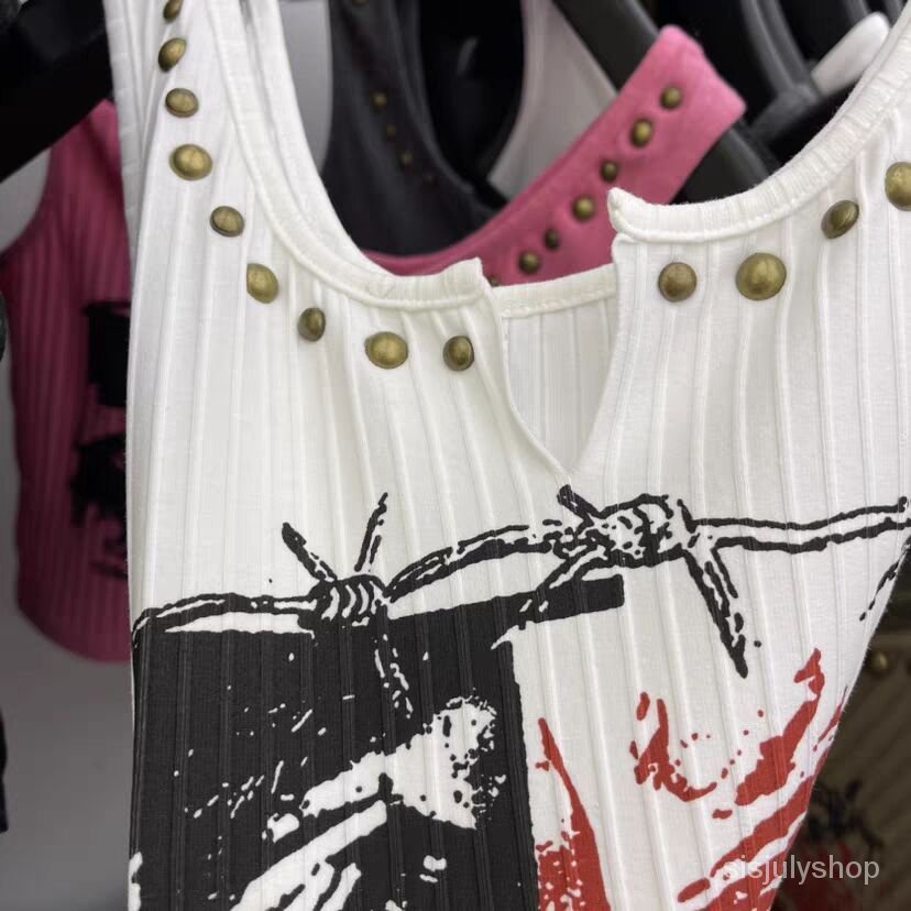 [✅BISA COD] #Sisjuly# Atasan Y2K Wanita / Kamisol Pendek Motif Vintage Amerika untuk Wanita