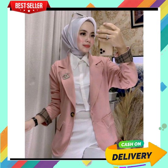 Blazer Kemeja Wanita Lengan Pendek Kasual Korea Import Crop Model Terbaru Blazer Wanita Model Kekini