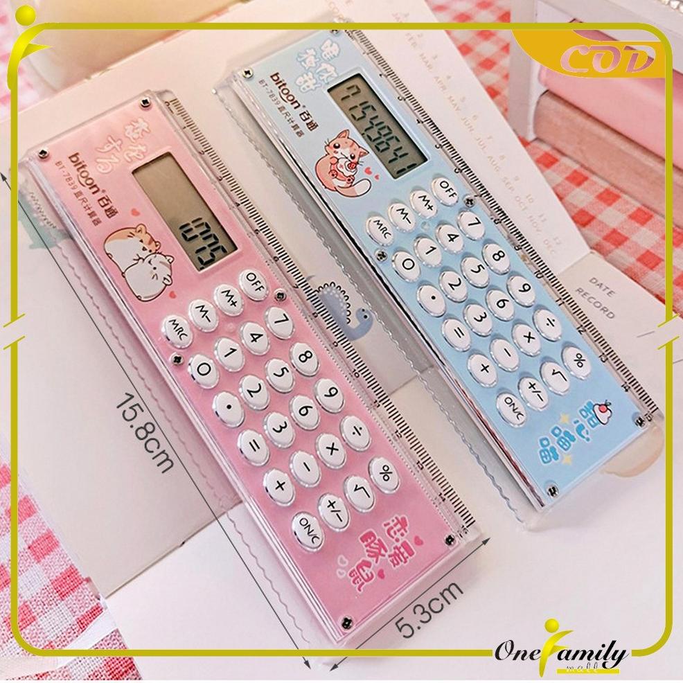 

ONE-A65 Kalkulator Penggaris Karakter 2IN1 Mini Portable Multifungsi / Kalkulator 8 Digit Penggaris 15cm / Perlengkapan Sekolah Anak Praktis / Ruler Set Calculator Import