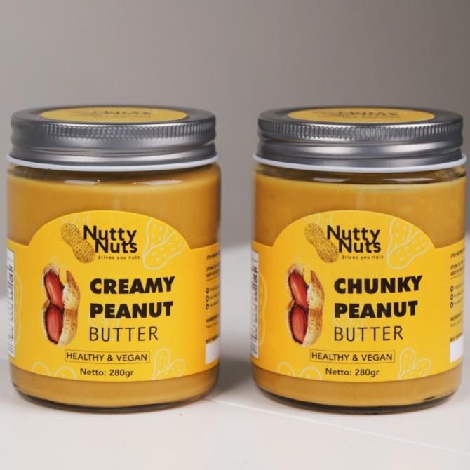 

Creamy and Chunky Natural Peanut Butter 280gr NuttyNuts Bundle of Two